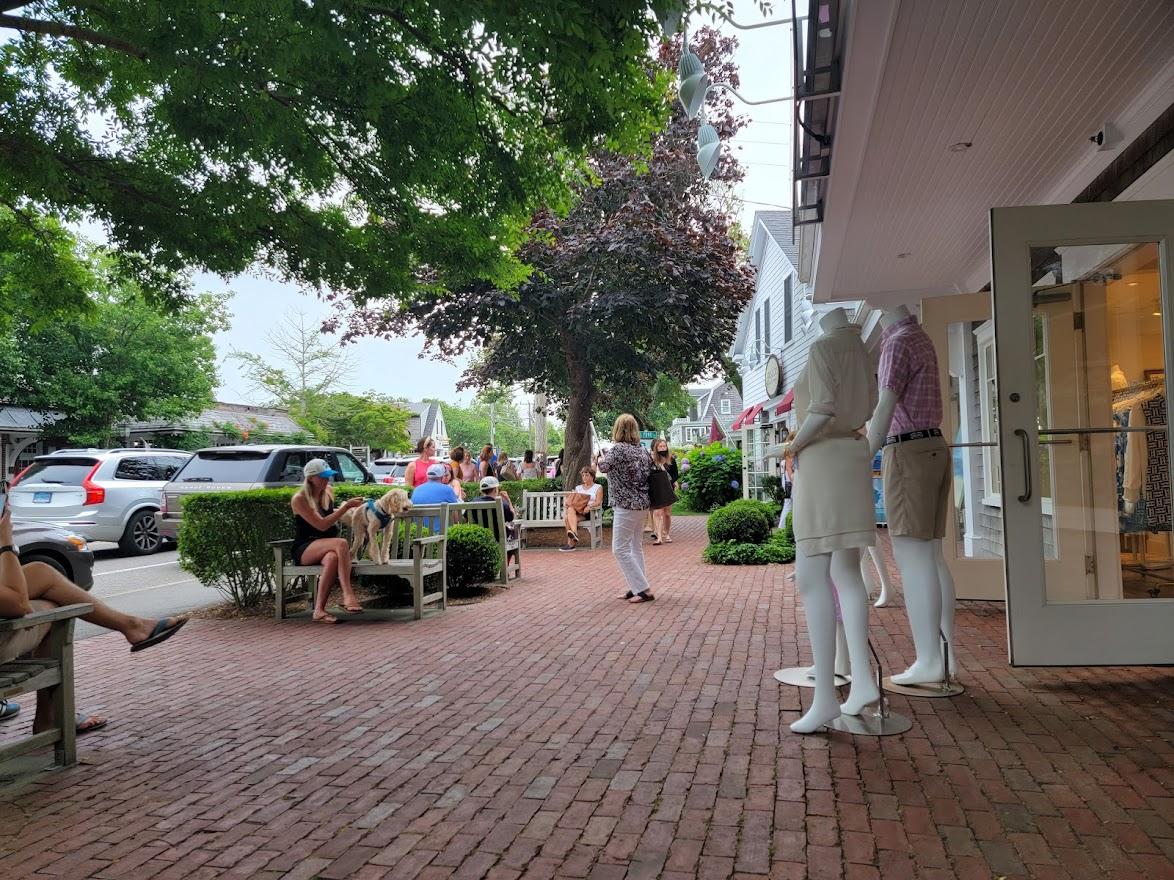 Brick-lined shopping street