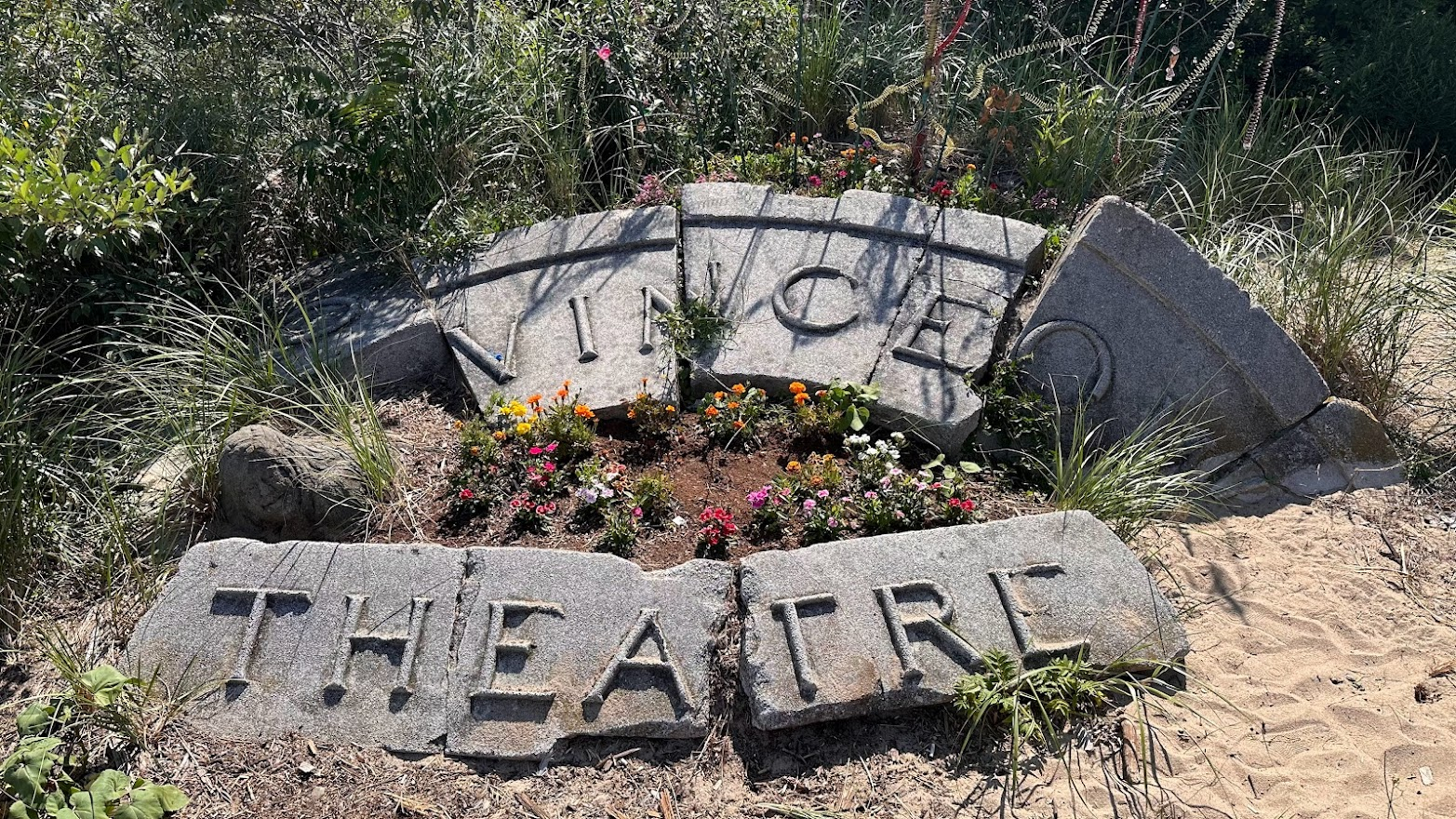 Broken historic Provincetown Theater sign